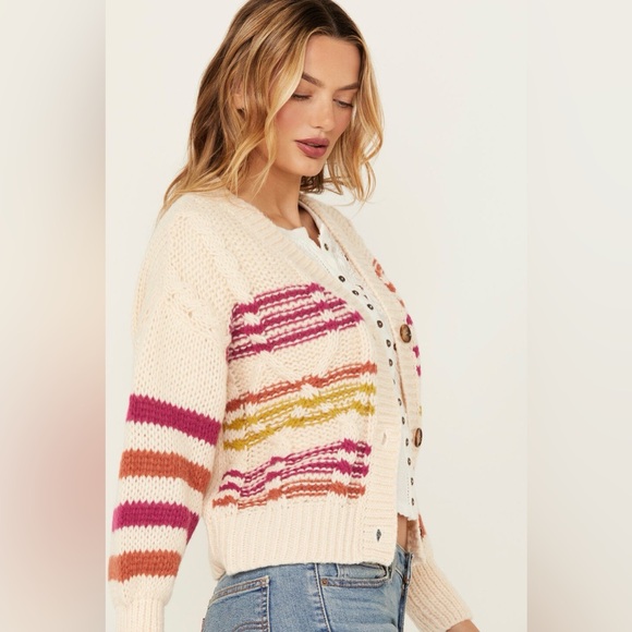 SADIE & SAGE WOMEN'S STRIPED CARDIGAN, MED NWOT - Picture 2 of 5